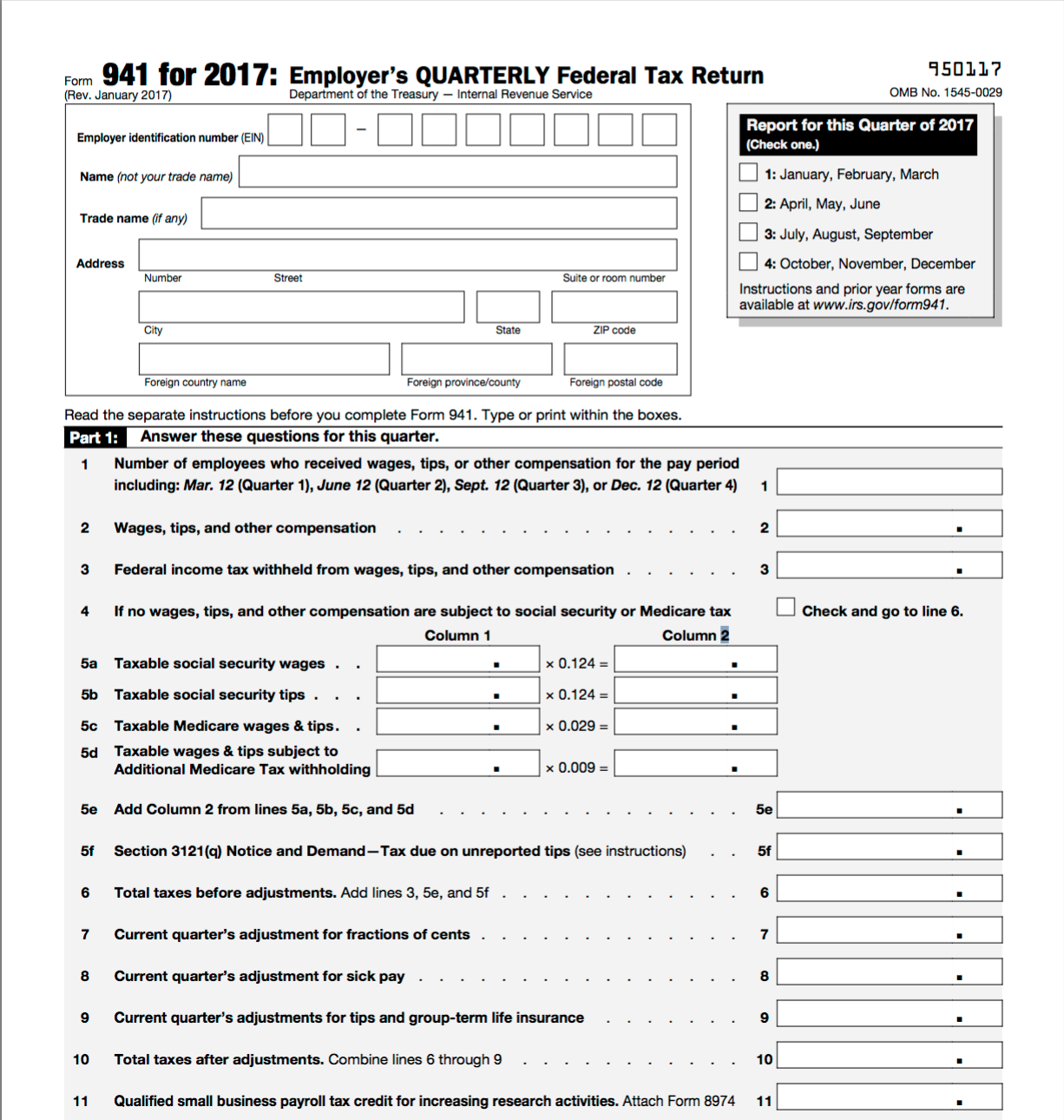 Form 941 for 2017